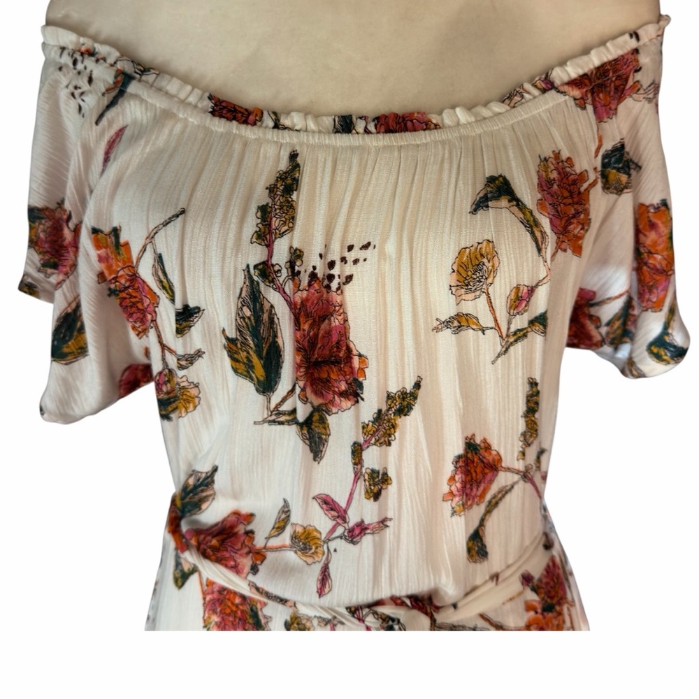 Quiksilver Off Shoulder Floral Maxi Dress Small Boho Wrap High Low NWOT - Picture 4 of 5
